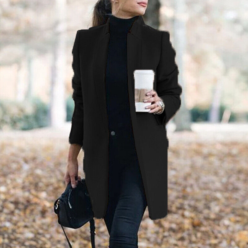 Valenzora - Fashionable wool coat with a fixed neckline