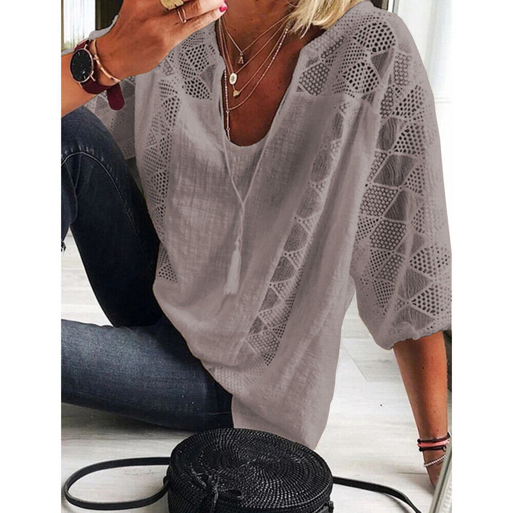 Valenzora | Plus Size Tunic Shirt with 3/4 Sleeves for Women