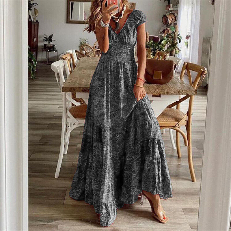 Valenzora | Tailliertes langes Kleid im Bohemian-Stil