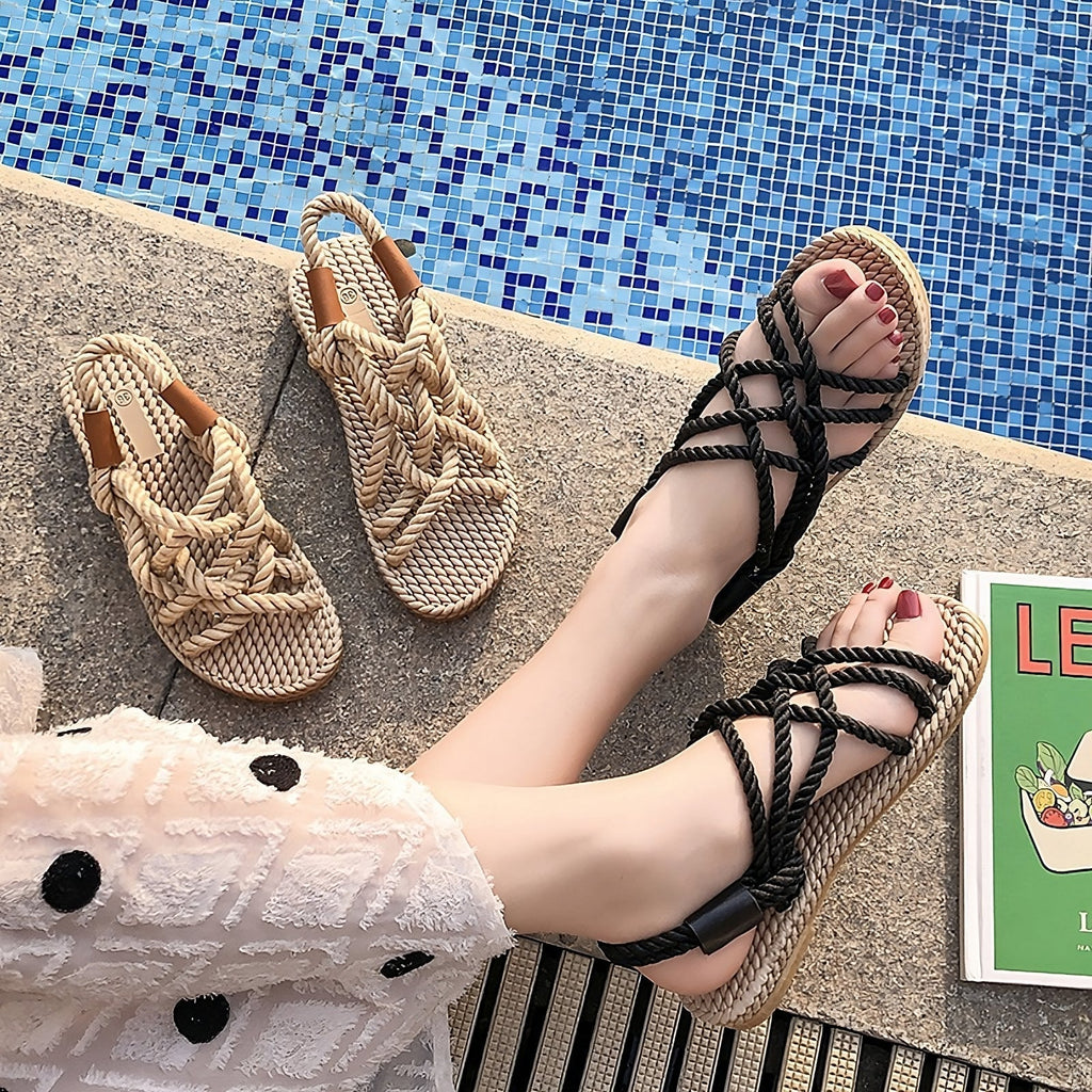 Valenzora | Bohemian Braided Rope Sandals
