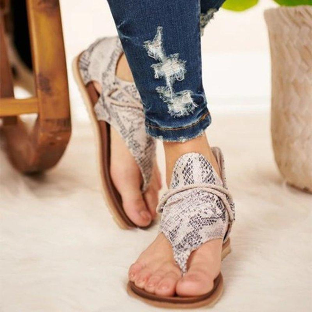 Valenzora | Sandalen Flache Sohle Böhmische Leopard Schlange Zebra