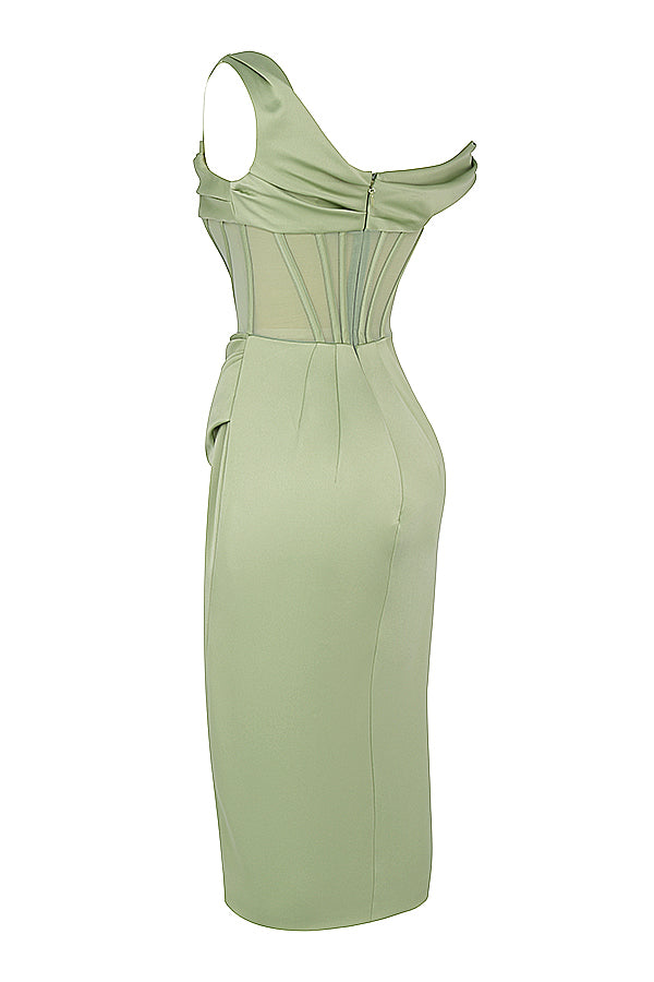 Valenzora | Asymmetrically draped midi corset dress