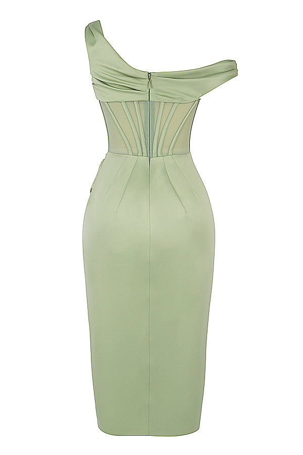 Valenzora | Asymmetrically draped midi corset dress