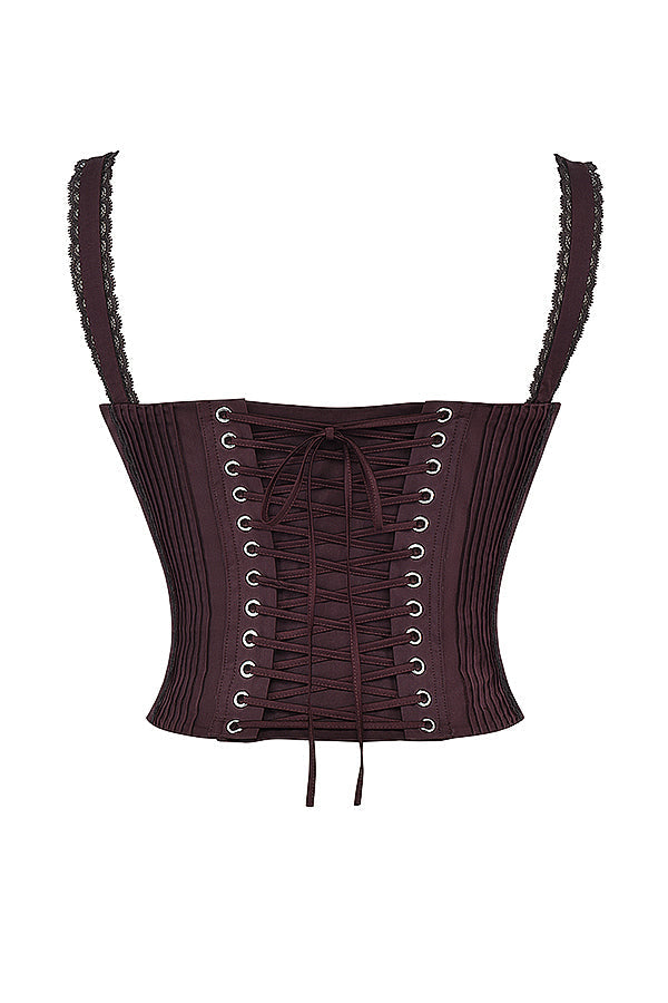 Valenzora | Rich Brown Lace Corset On The Back