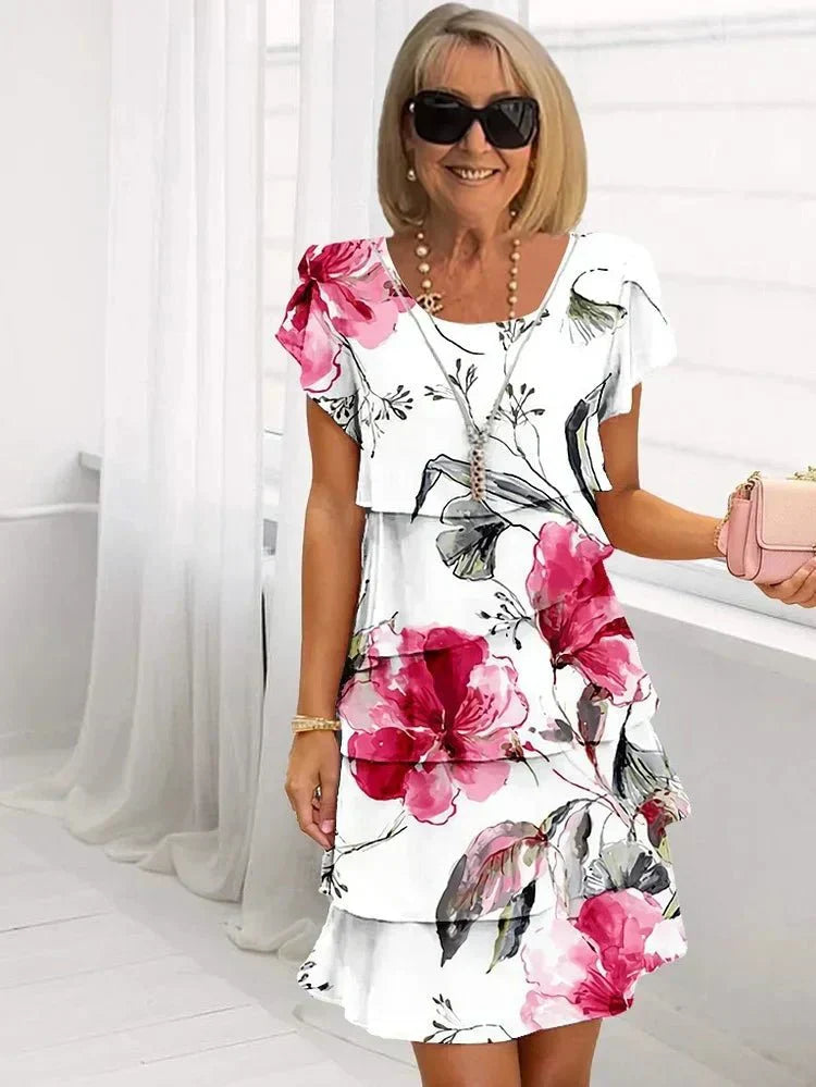 Valenzora | Elegantes Kleid mit fließendem Blumenmuster