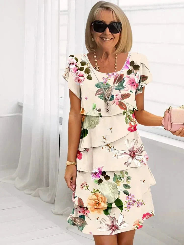 Valenzora | Elegantes Kleid mit fließendem Blumenmuster