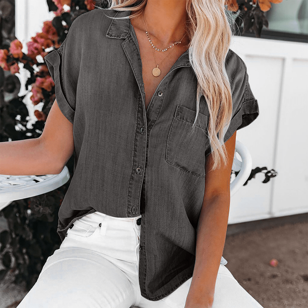 Valenzora | Women's Stylish Denim Blouse Top - Casual and Modern Look