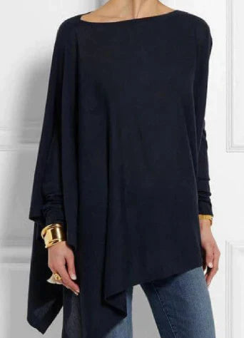 Valenzora | Elegant cashmere blend poncho with an asymmetrical cut