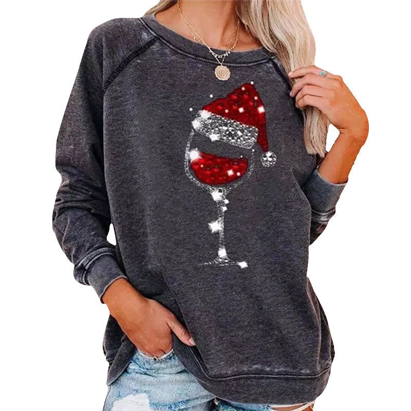 Valenzora | Festive Cheers Wine Glass Sweatshirt