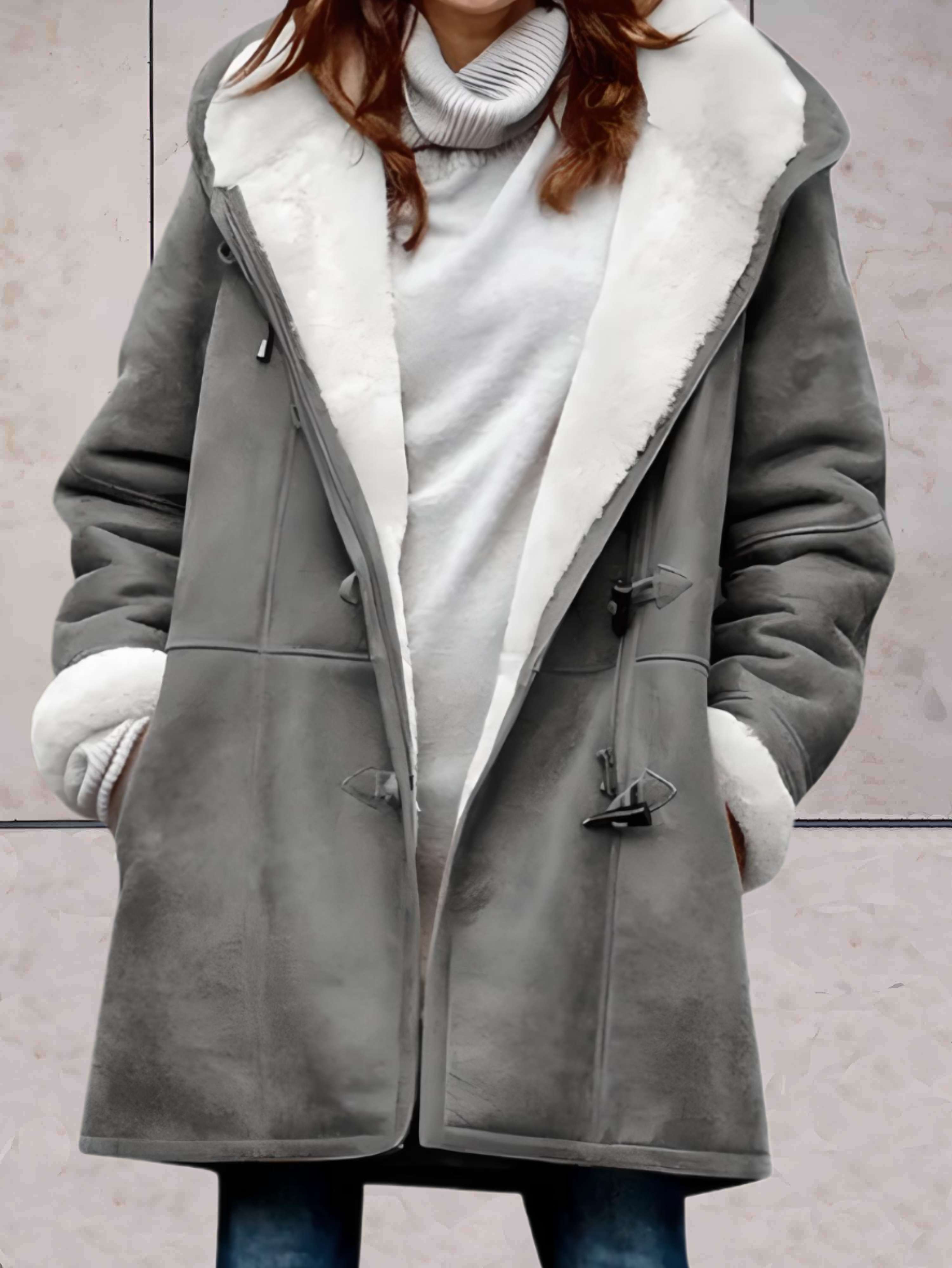 Valenzora - Luxurious winter coat made of imitation suede with fleece lining