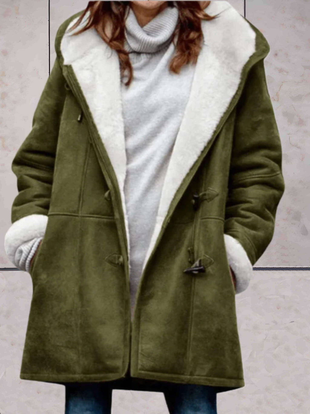 Valenzora - Luxurious winter coat made of imitation suede with fleece lining