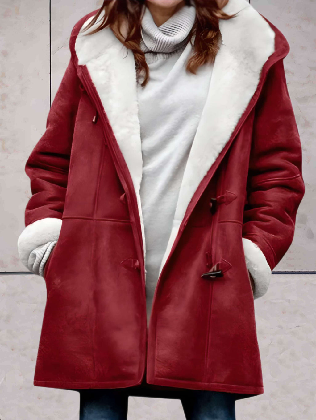 Valenzora - Luxurious winter coat made of imitation suede with fleece lining