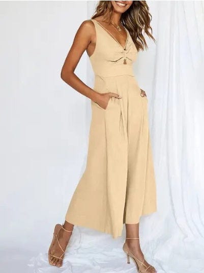 Ärmelloser, eleganter Jumpsuit mit weitem Bein