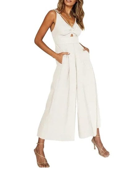 Ärmelloser, eleganter Jumpsuit mit weitem Bein