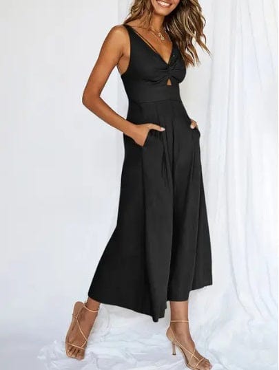 Ärmelloser, eleganter Jumpsuit mit weitem Bein