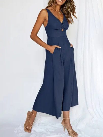 Ärmelloser, eleganter Jumpsuit mit weitem Bein