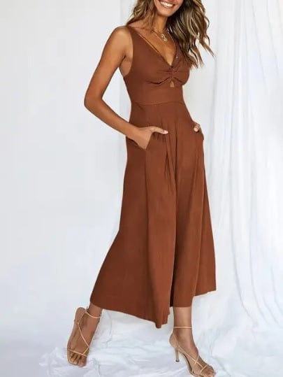 Ärmelloser, eleganter Jumpsuit mit weitem Bein