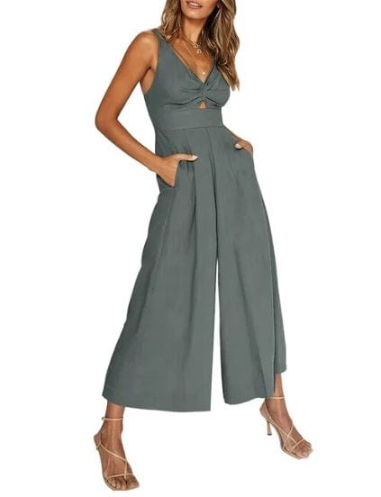 Ärmelloser, eleganter Jumpsuit mit weitem Bein