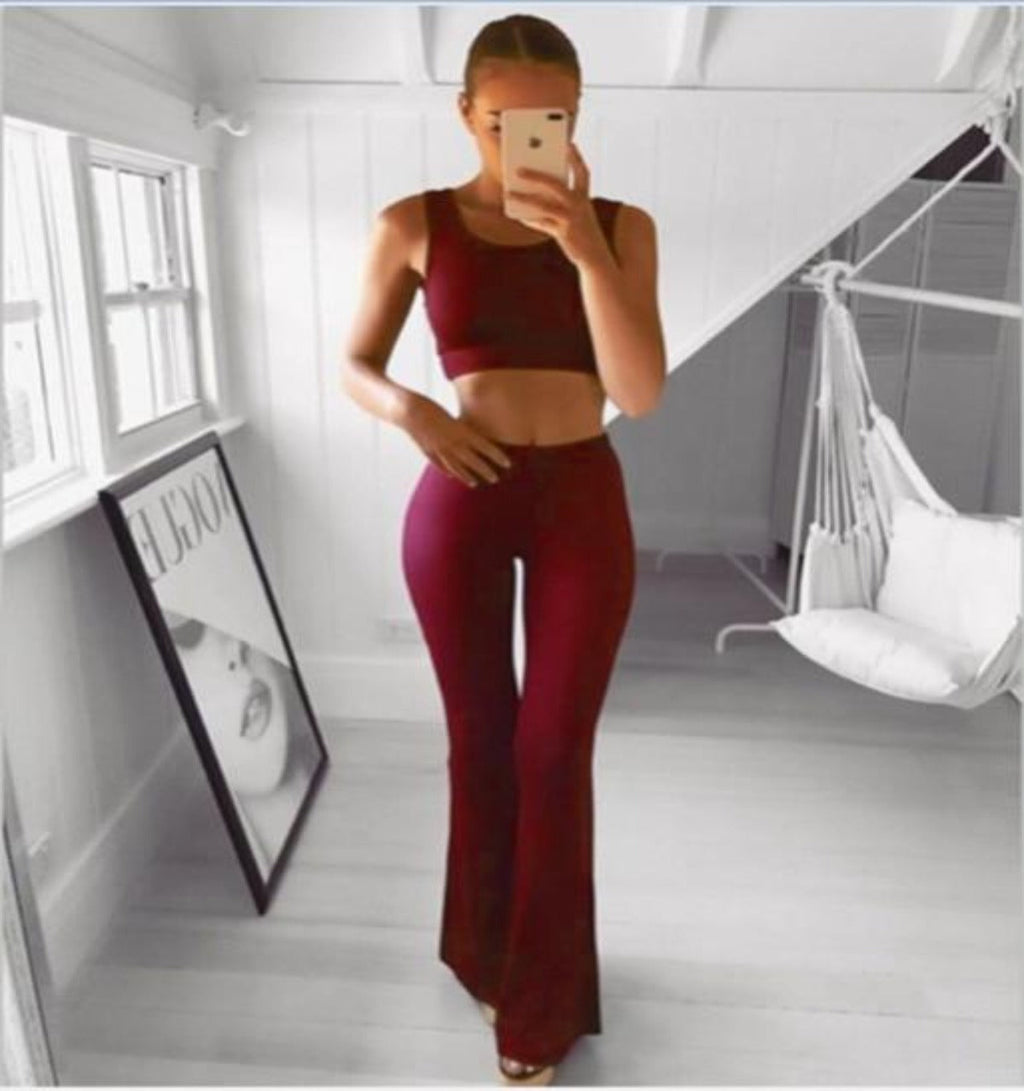 Valenzora | Simple High Waist Flared Slim Long Loose Trousers
