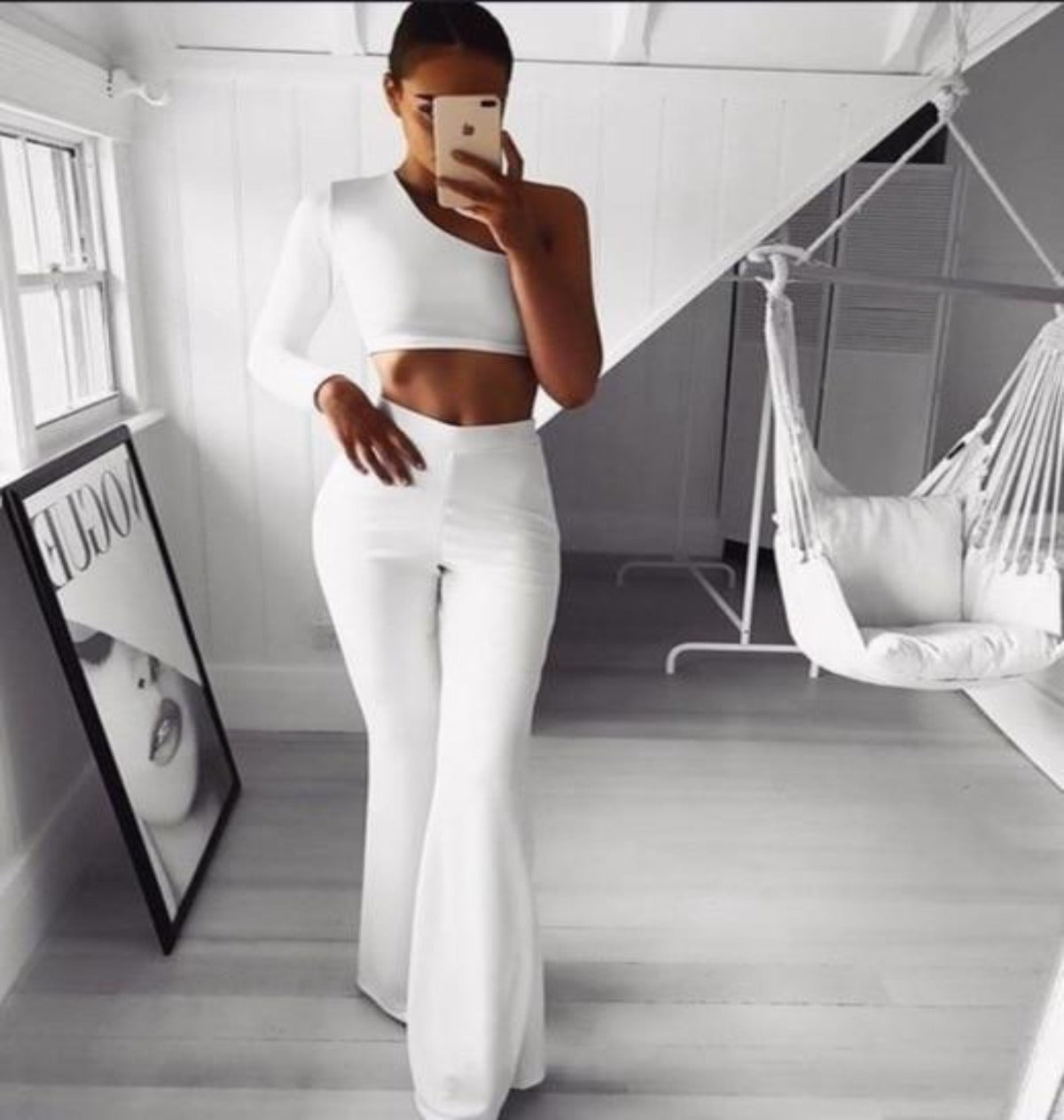 Valenzora | Simple High Waist Flared Slim Long Loose Trousers