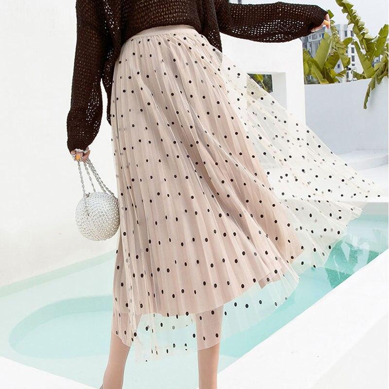 Pleated midi-length skirt