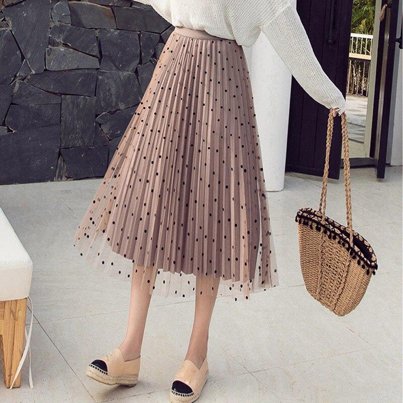 Pleated midi-length skirt