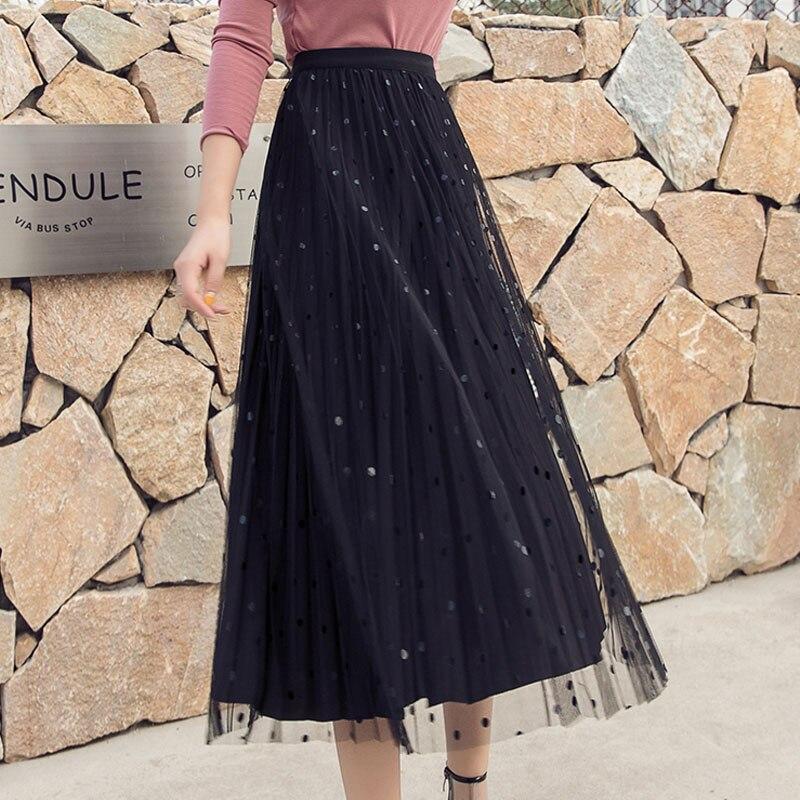 Pleated midi-length skirt