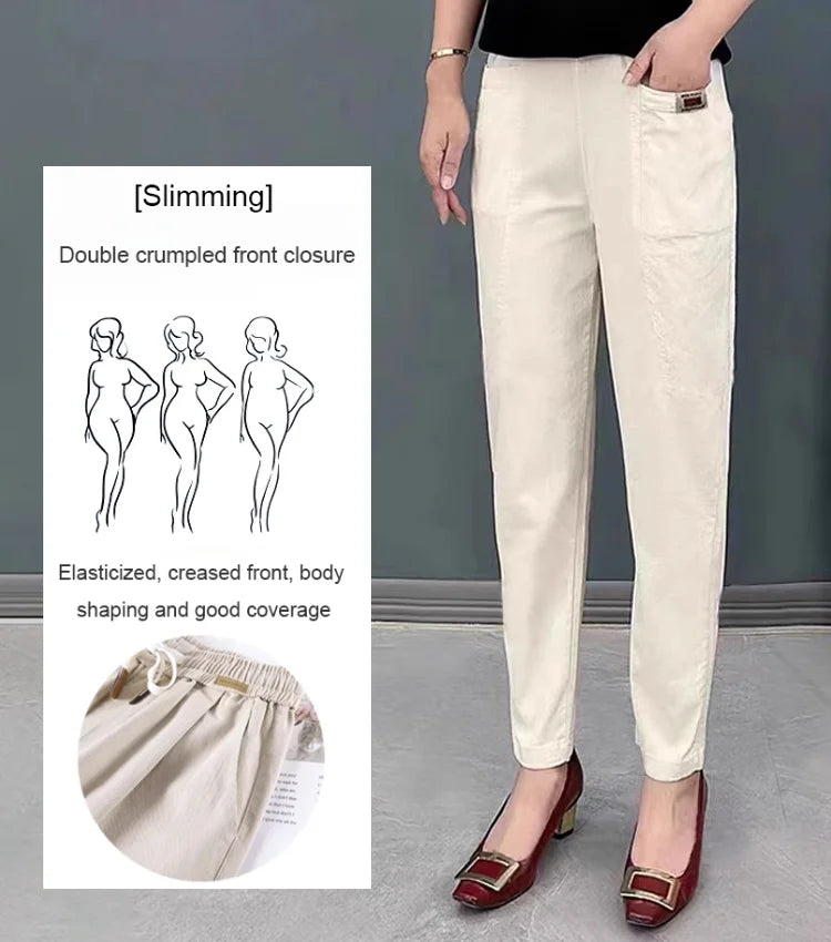 Damen-Baumwollhose mit elastischem Bund