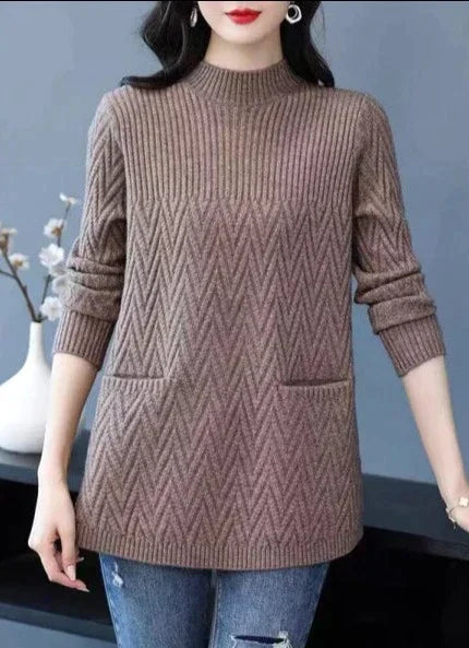 Women's sweater with high collar