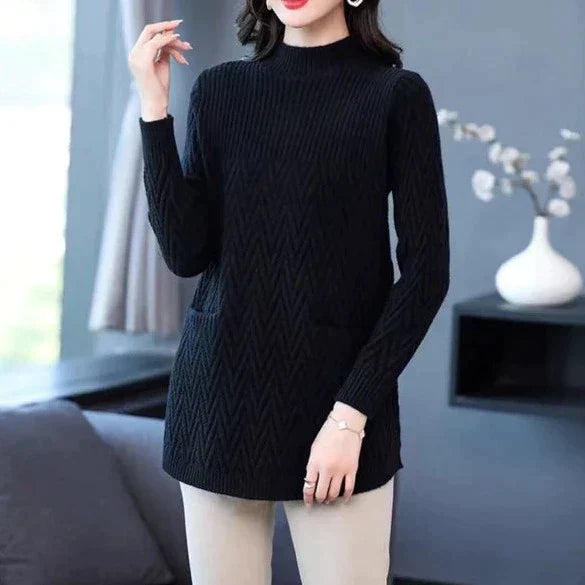 Women's sweater with high collar