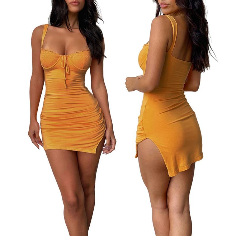 Mini dress | With a deep neckline