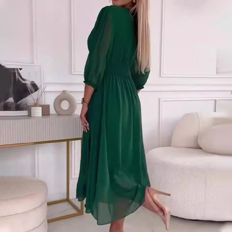 Valenzora | Women's V-Neck Lightweight Chiffon Dresses