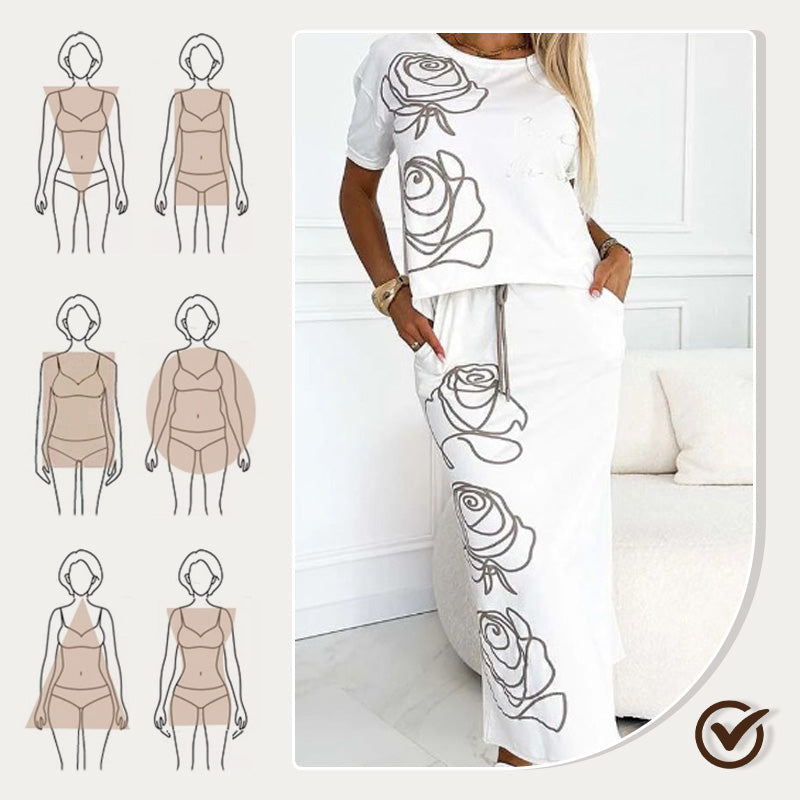 Valenzora | Elegant Two-Piece Set with Floral Pattern for Women
