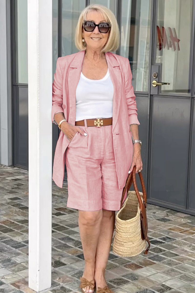 Valenzora | Luftiges Set aus Blumenjacke & Shorts