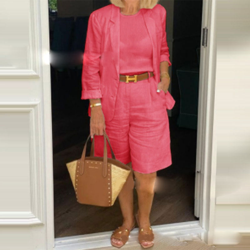 Valenzora | Luftiges Set aus Blumenjacke & Shorts
