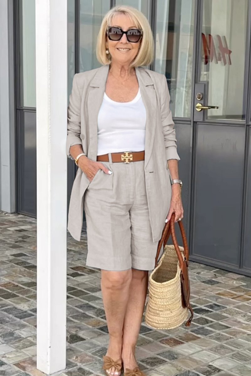 Valenzora | Luftiges Set aus Blumenjacke & Shorts
