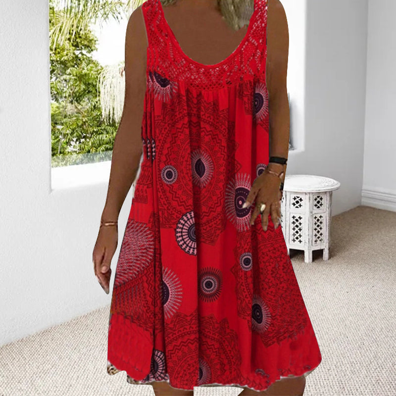 Valenzora | Luftiges Sommerkleid mit Print & Rundhalsausschnitt