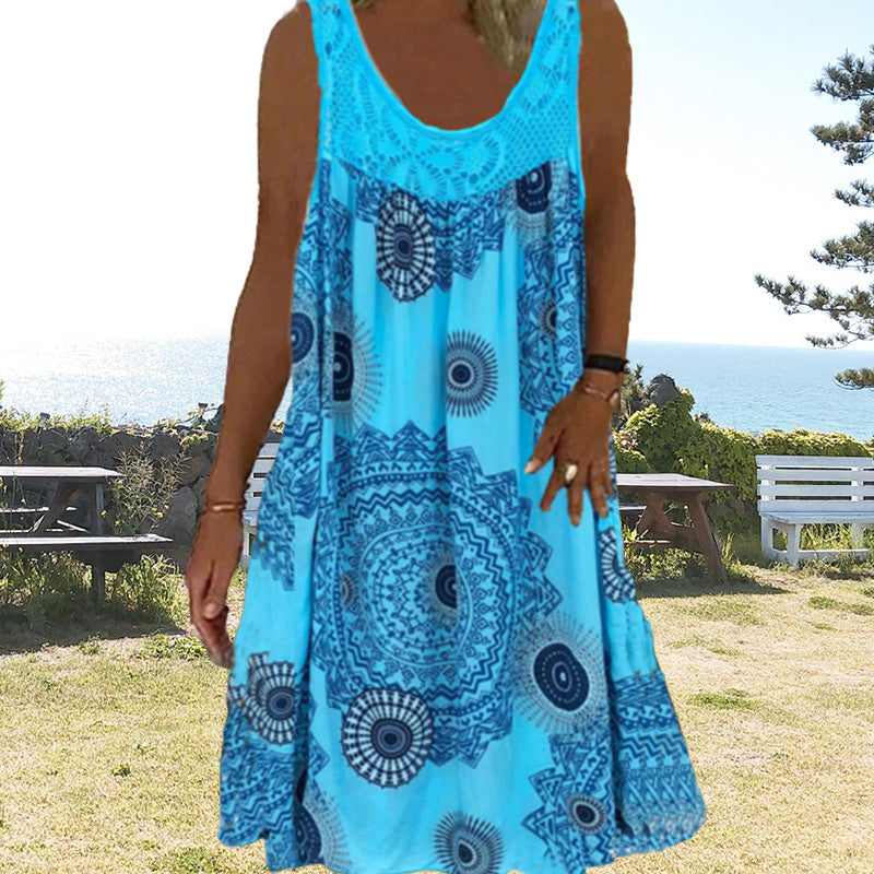 Valenzora | Luftiges Sommerkleid mit Print & Rundhalsausschnitt