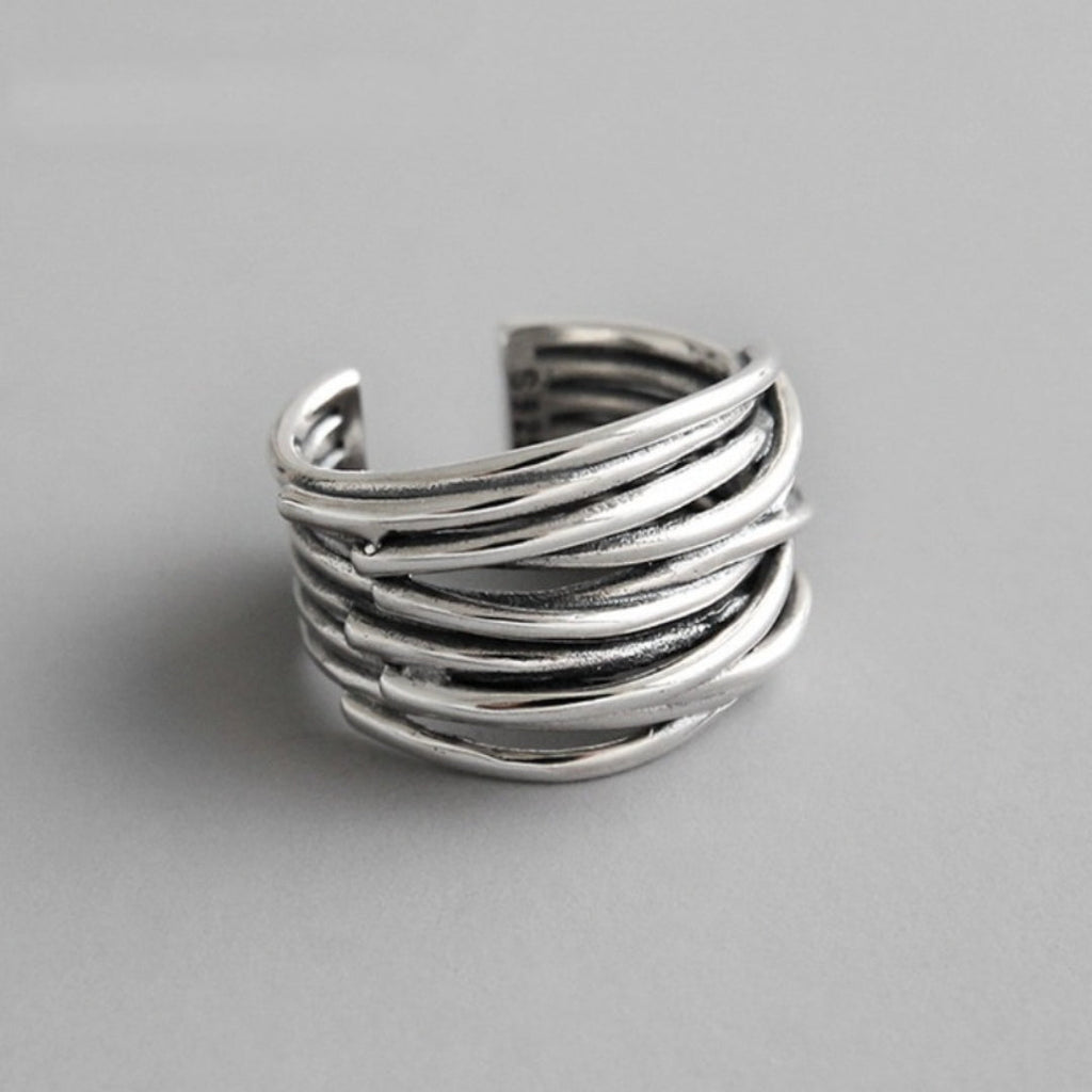 Valenzora | Silver Adjustable Layered Ring