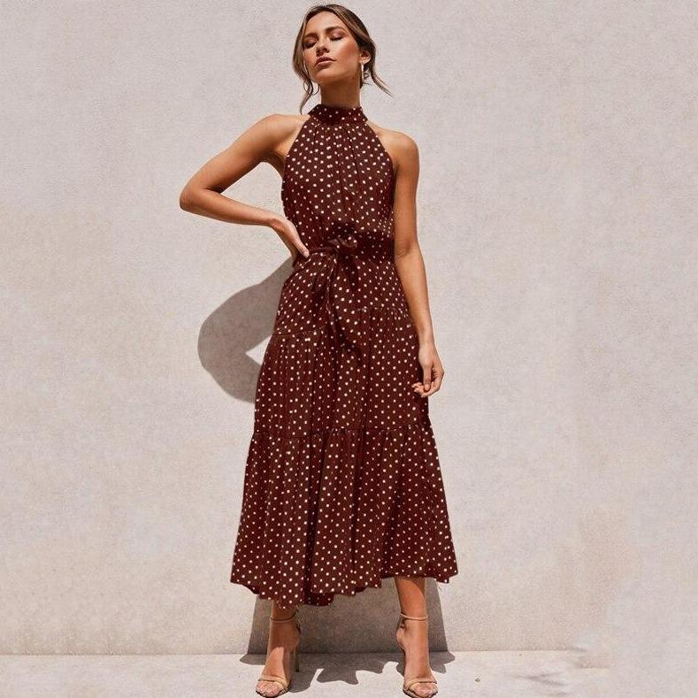 Midi dress with high collar