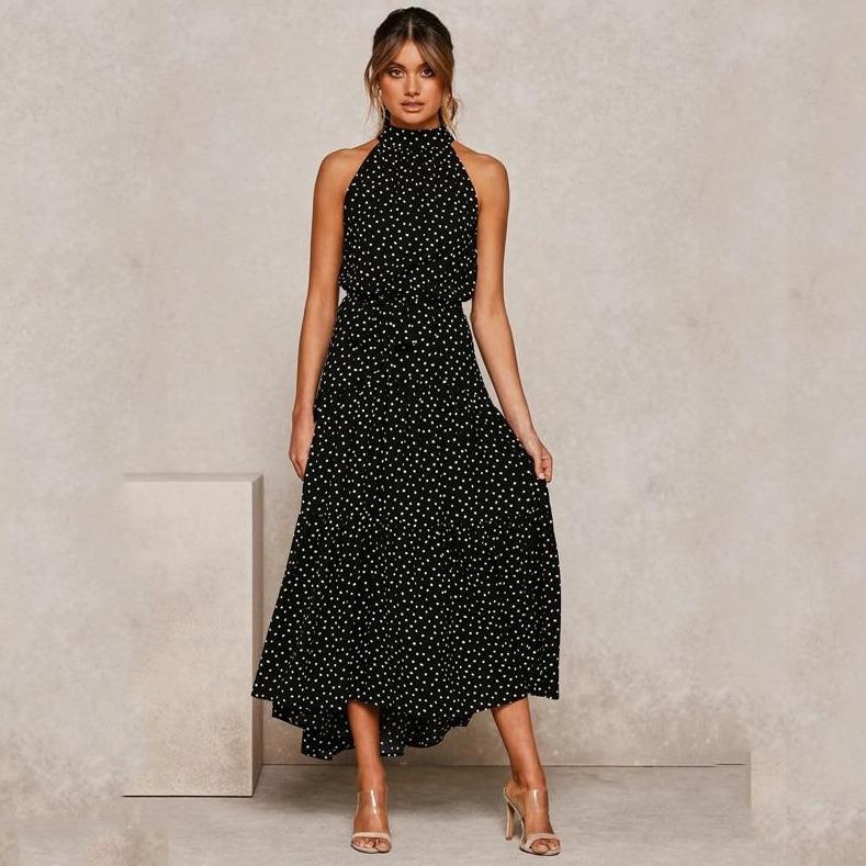 Midi dress with high collar
