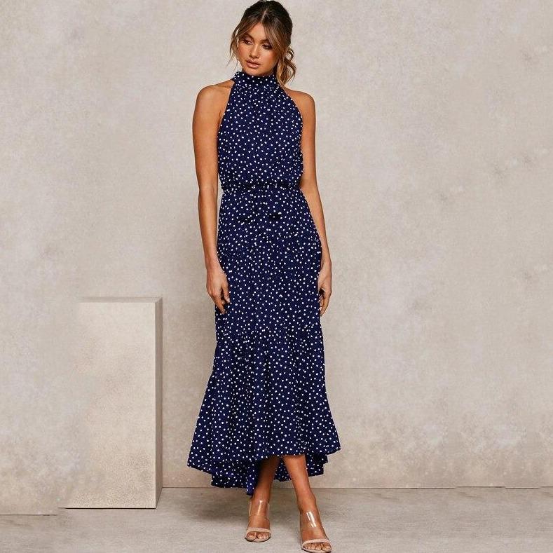 Midi dress with high collar
