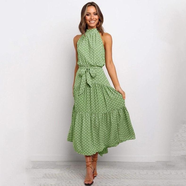 Midi dress with high collar