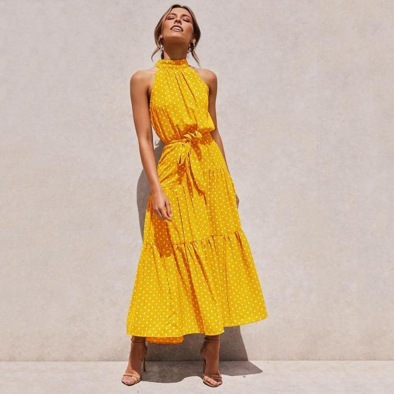 Midi dress with high collar