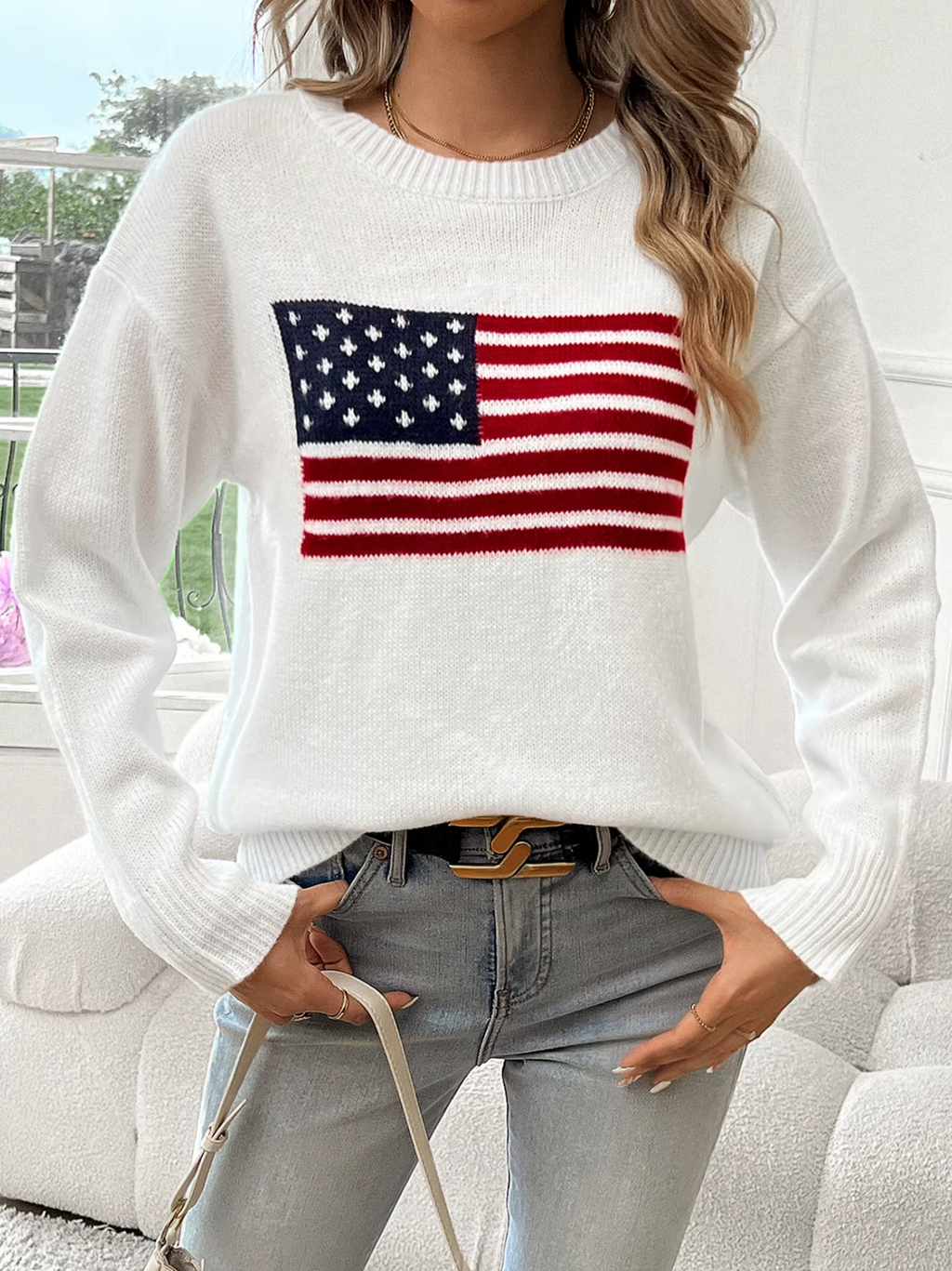 Valenzora | Cotton knit sweater with round neck