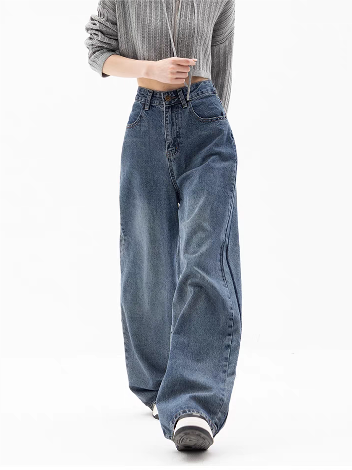 Valenzora | Blaue weite Boyfriend-Jeans