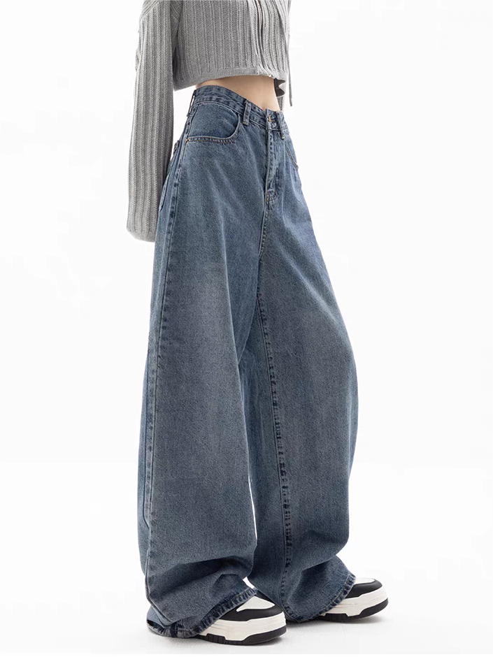Valenzora | Blaue weite Boyfriend-Jeans