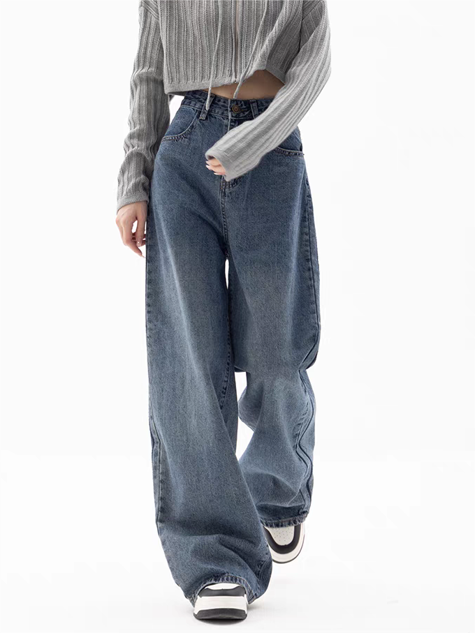 Valenzora | Blaue weite Boyfriend-Jeans