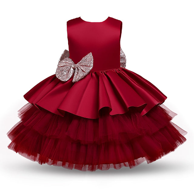Valenzora | Baby girl's dress with large bow, christening gown, formal dresses