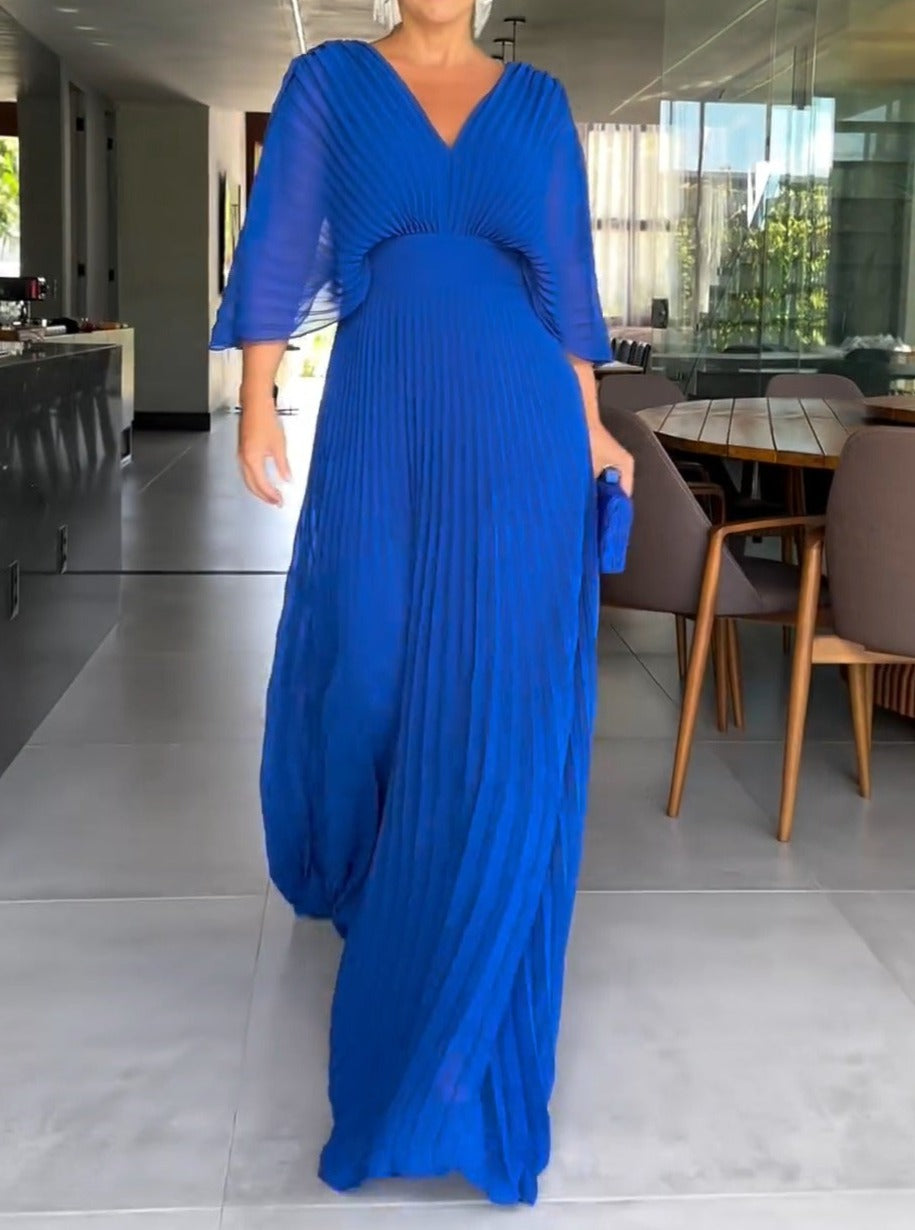 Valenzora | Lebendiges plissiertes Maxikleid